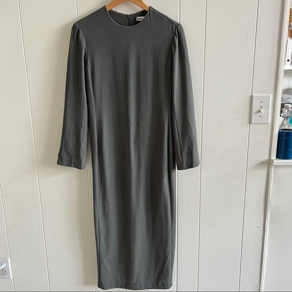NWT Zara Limited Edition Wool Blend Midi Dress, Anthracite Grey - Picture 6 of 15